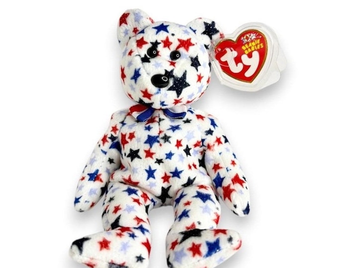 Red White and Blue Bear | Star-Spangled Spirit | Mint Heart Tag TY Beanie Baby