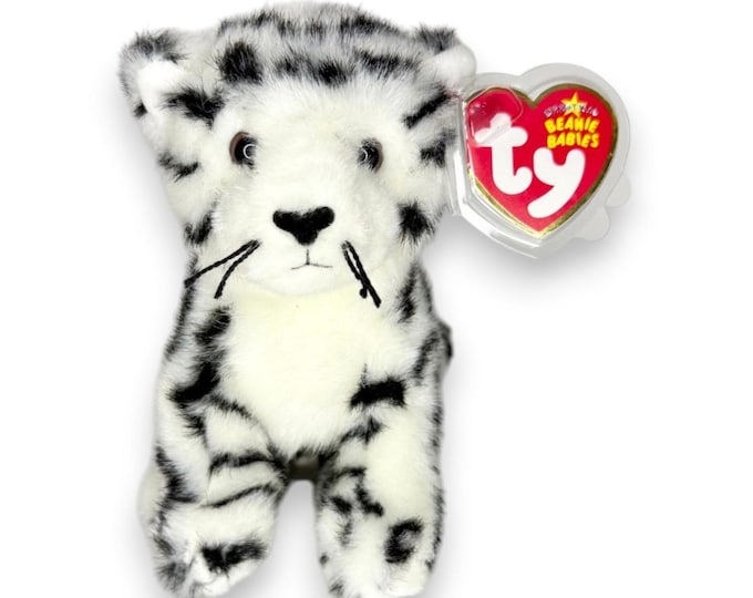 Tundra the White Tiger | Snowy Striped Cat | Mint Heart Tag TY Beanie Baby