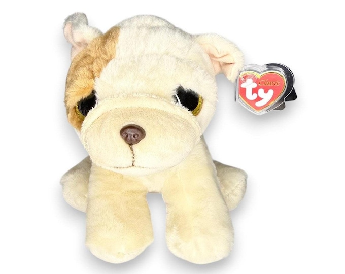 Houghie the Dog Ty Classic | Caramel Patch Pup | Mint Heart Tag TY Beanie