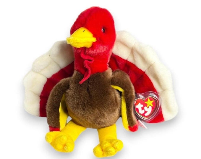 Gobbles the Turkey | Thanksgiving Turkey | Mint Heart Tag TY Beanie Buddy
