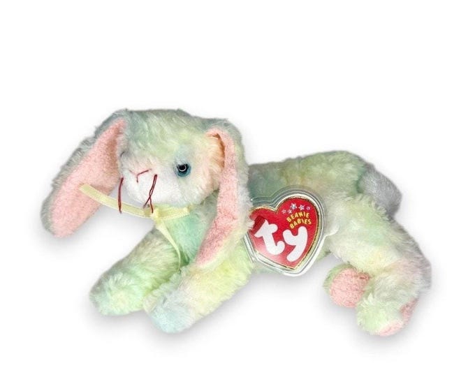 Cottonball the Rabbit | Pastel Garden Bunny | Mint Heart Tag TY Beanie Baby