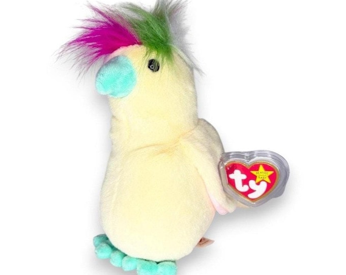Pompom the Cockatoo | Tropical Feathered Friend | Mint Heart Tag TY Beanie Baby