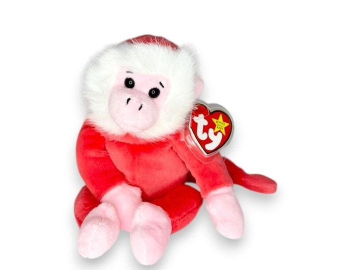 Foster the Monkey | Cherry Jungle Jumper | Mint Heart Tag TY Beanie Baby