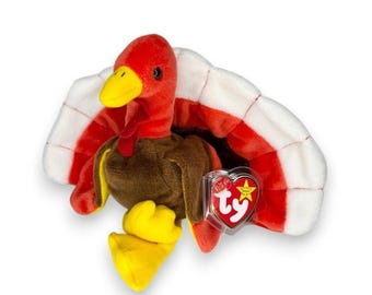 Gobbles the Turkey | Festive Feathered Friend | Mint Heart Tag TY Beanie Baby