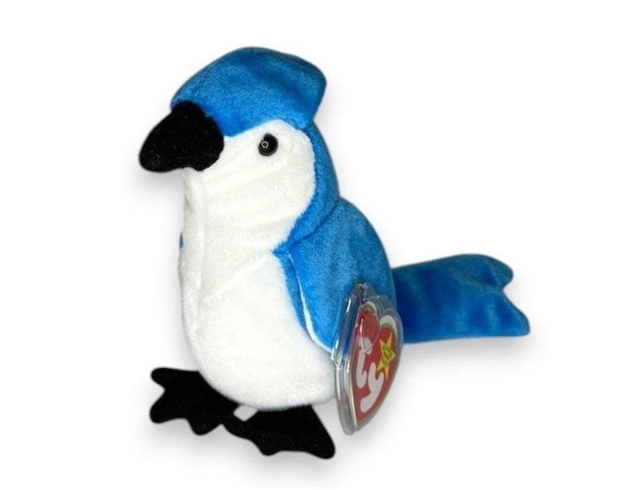 Rocket the Blue Jay | Backyard Birdwatcher | Mint Heart Tag TY Beanie Baby