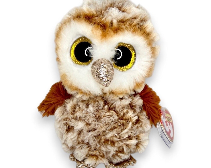 Percy the Owl | Wide-Eyed Woodland Pal | Mint Heart Tag TY Beanie Boo