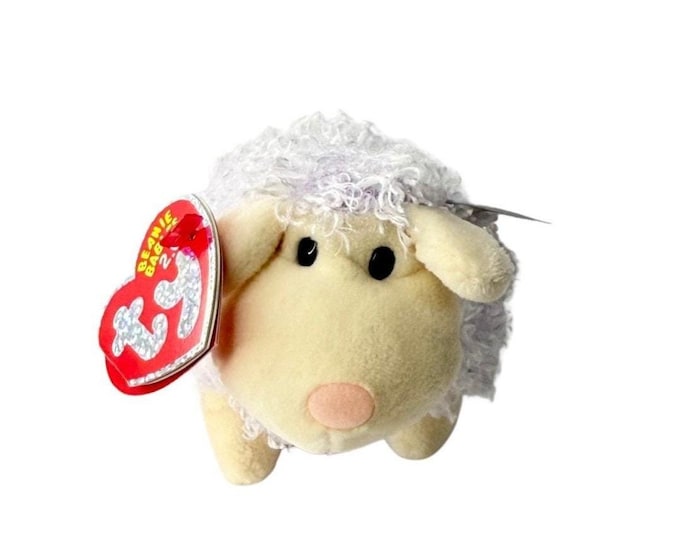 Shearsly the Sheep | Fluffy Farm Friend  | Mint Heart Tag TY Beanie Baby 2.0