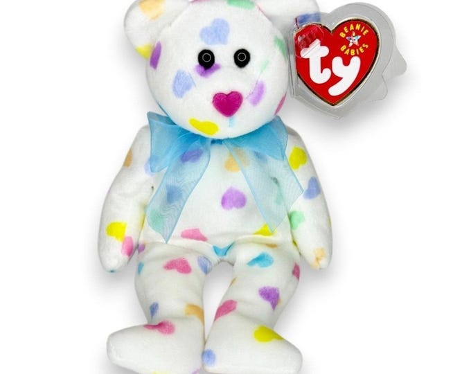 Kissme the Bear | Colorful Heart Sweetheart | Mint Heart Tag TY Beanie Baby