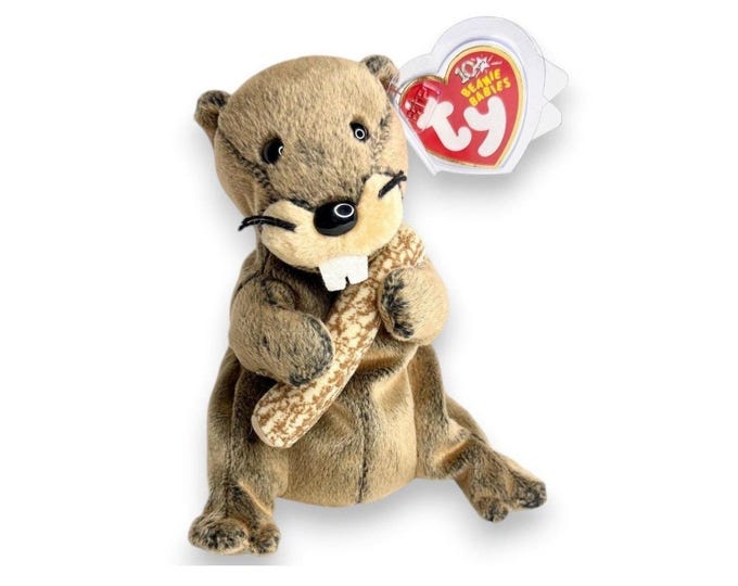 Lumberjack the Beaver | Bucky's Builder Pal | Mint Heart Tag TY Beanie Baby