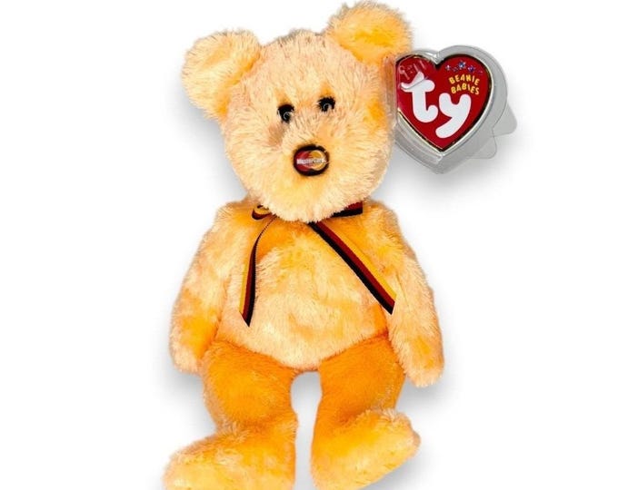 M.C. Bean II the Bear Ty Beanie Baby | Golden Edition | Mint Heart Tag TY Beanie Baby