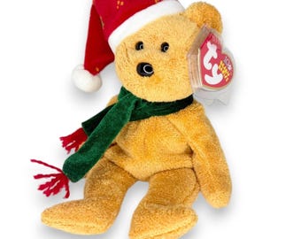 Weihnachtsteddy 2003 | Kuscheliger Weihnachtsbegleiter | TY Beanie Baby mit mintfarbenem Herzanhänger