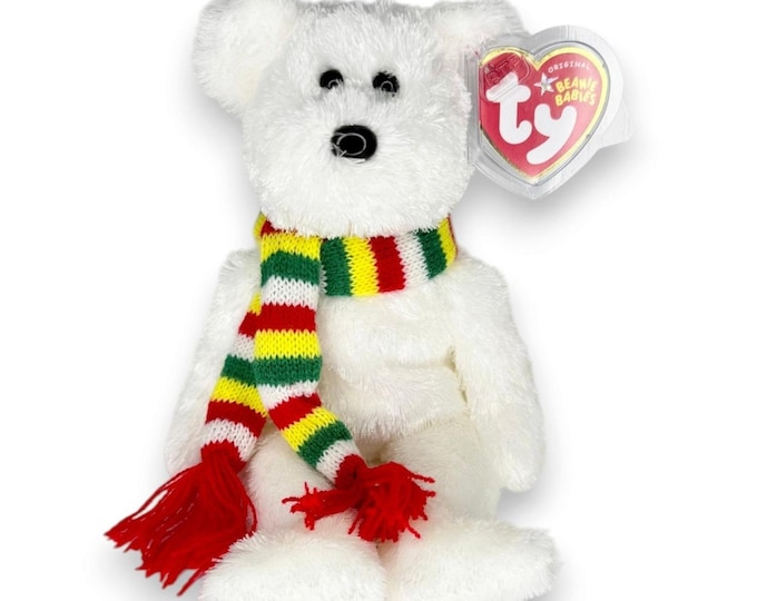 Flurry the Bear | Festive Scarf Sweetheart | Mint Heart Tag TY Beanie Baby