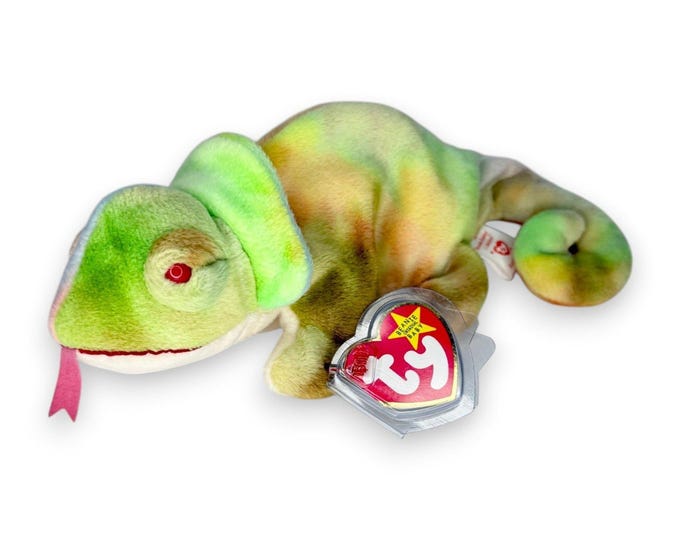Iggy the Rainbow Chameleon | Frilled Friend | Mint Heart Tag TY Beanie Baby