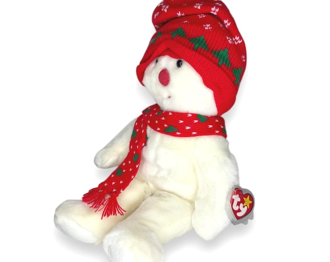 Snowboy the Snowman | Christmas Cozy Classic | Mint Heart Tag TY Beanie Buddy