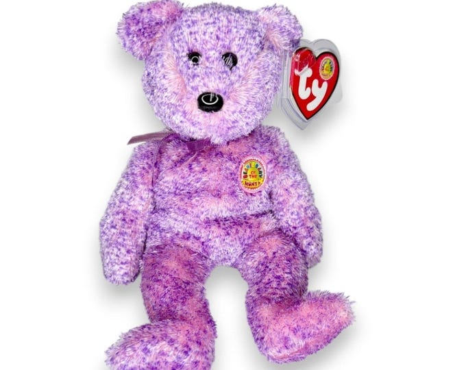 Dabbles the Bear | Lavender Sparkle Bear | Mint Heart Tag TY Beanie Baby