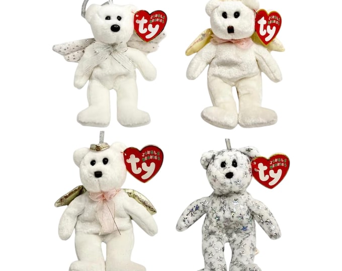 TY Jingle Beans Collection | Heavenly Holiday Bears | Mint Heart Tags TY Beanie