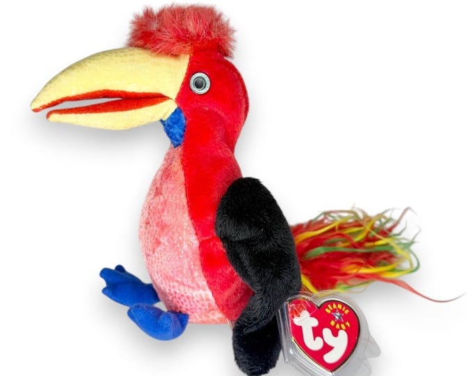 Frills the Hornbill | Tropical Feathered Friend | Mint Heart Tag TY Beanie Baby