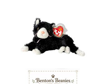 Booties el gato TY Beanie Baby / Corazón menta y etiqueta trasera