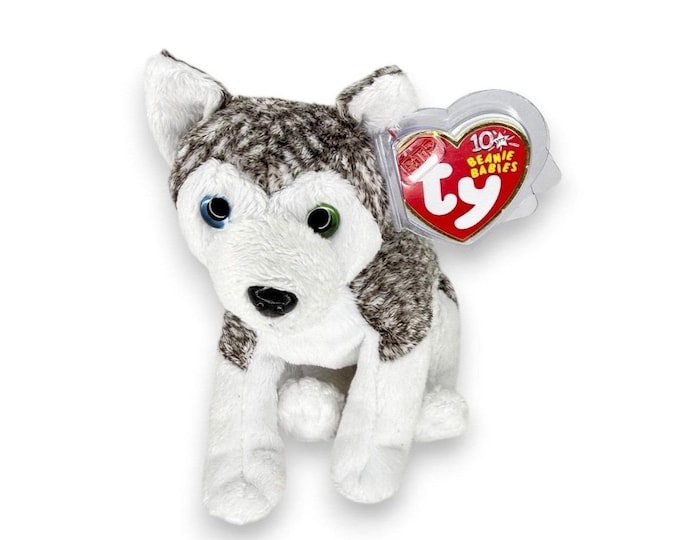 Mukluk the Husky  | Blue & Green-Eyed Husky | Mint Heart Tag TY Beanie Baby