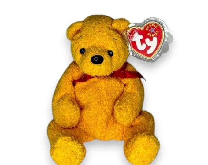 Poopsie the Bear | Yellow Teddy Friend | Mint Heart Tag TY Beanie Baby