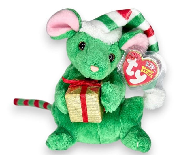 Tidings the Mouse | Christmas Gift Cutie | Mint Heart Tag TY Beanie Baby