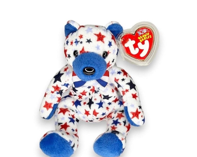 Blue the Patriotic Bear | Star-Spangled Sweetie | Mint Heart Tag TY Beanie Baby