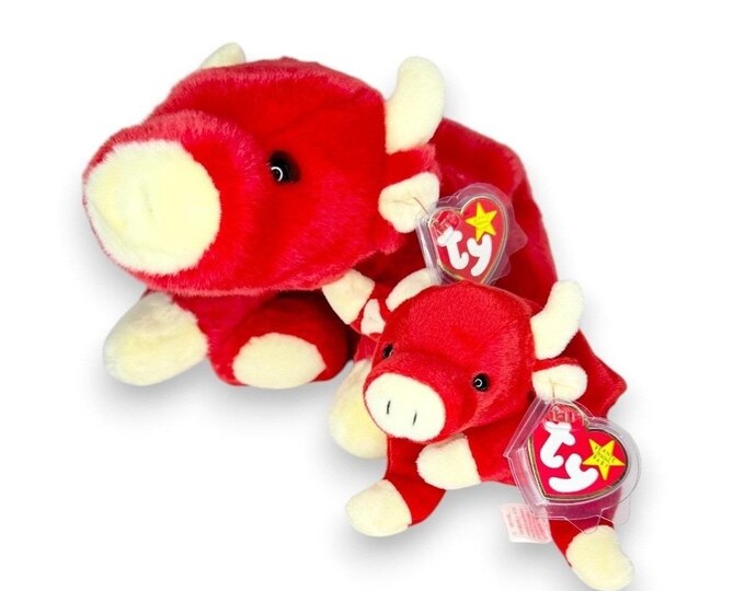 Snort the Bull Bean Baby & Buddy | Barnyard Buddy | Mint Heart Tags TY Beanie Buddy