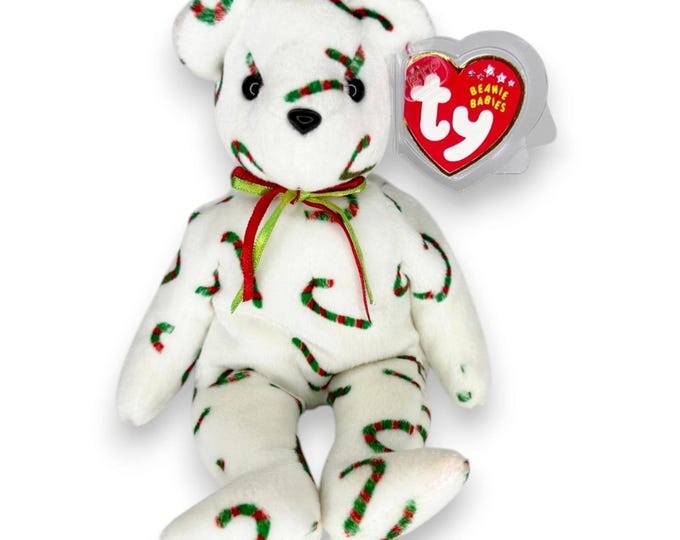 CAND-e the Bear | Candy Cane Christmas | Mint Heart Tag TY Beanie Baby