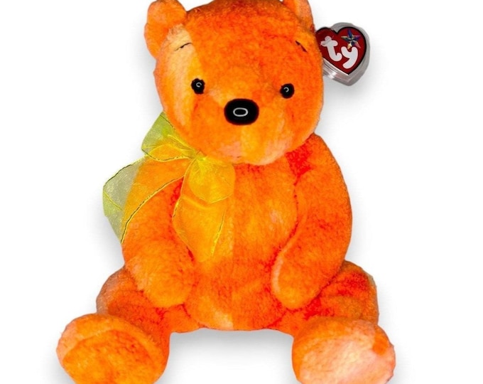 Tangerine the Bear Ty Beanie Buddy | Terry Cloth Treasure | Mint Heart Tag