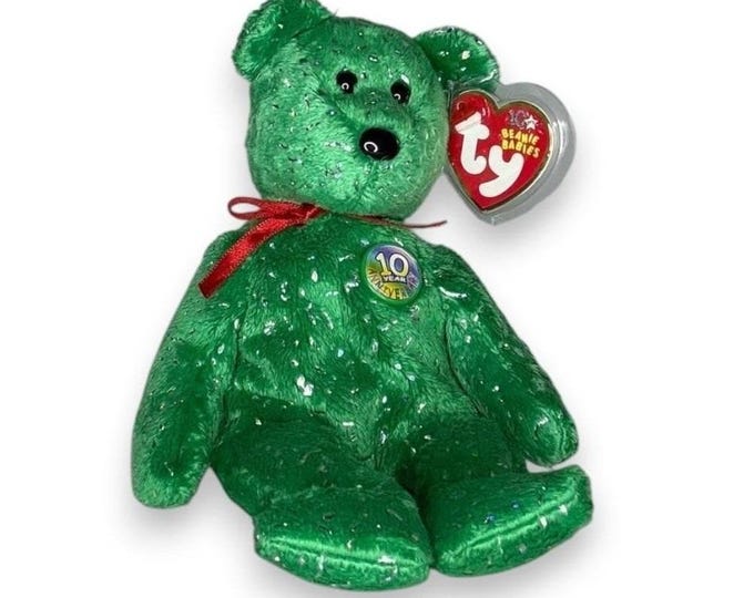 Decade the Bear  | 10th Anniversary | Mint Heart Tag TY Beanie Baby