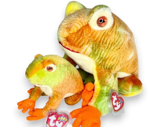 Prince the Frog & Baby | Jungle Pond Pals | Mint Heart Tags TY Beanie Buddy