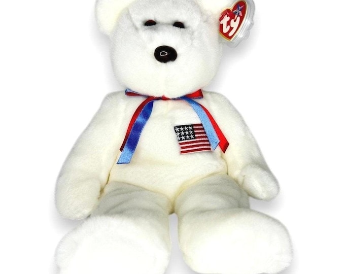 Libearty the Bear | Stars & Stripes Classic | Mint Heart Tag TY Beanie Buddy
