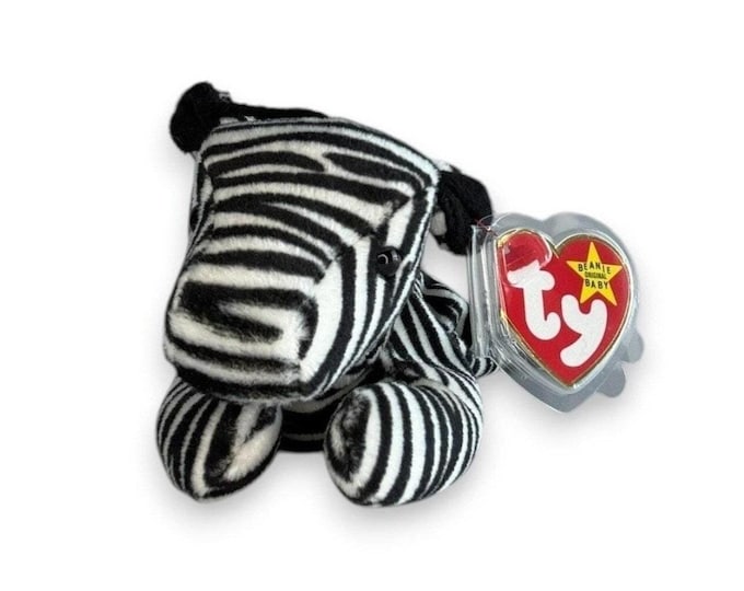 Ziggy the Zebra | Safari Stripe Star | Mint Heart Tag TY Beanie Baby