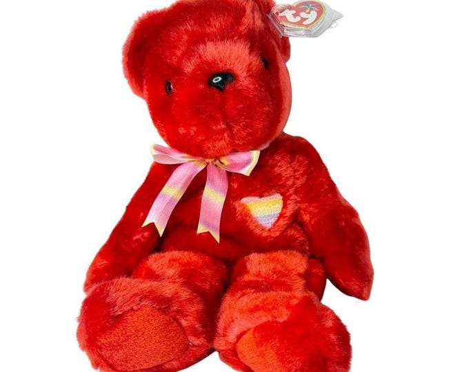 Kiss-E the Bear | Valentine Sweetheart  | Mint Heart Tag TY Beanie Buddy