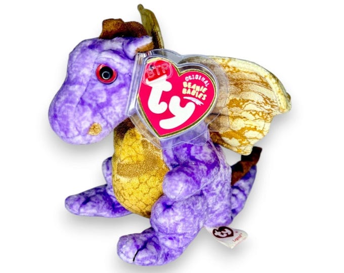 Legend the Dragon | Majestic Purple Dragon | Mint Heart Tag TY Beanie Baby
