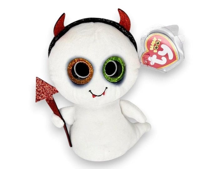 Tricky the Ghost | Friendly Devilish Spirit | Mint Heart Tag TY Beanie Boo