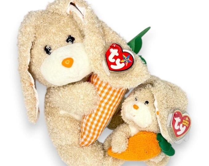 Veggies the Bunny Duo | Garden Snack Bunny | Mint Heart Tags TY Beanie Baby
