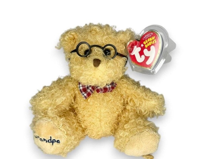 Dear Grandpa the Bear | Grandpa's Golden Teddy | Mint Heart Tag TY Beanie Baby