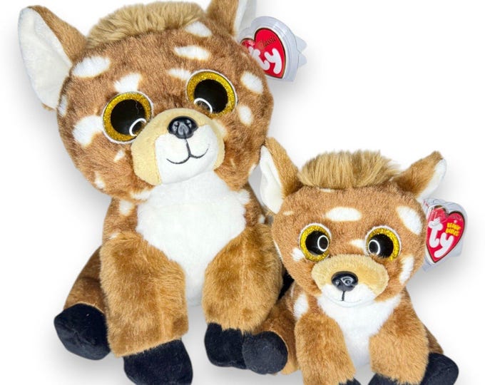 Buckley the Deer Duo | Woodland Sweethearts | Mint Heart Tags TY Beanie Set