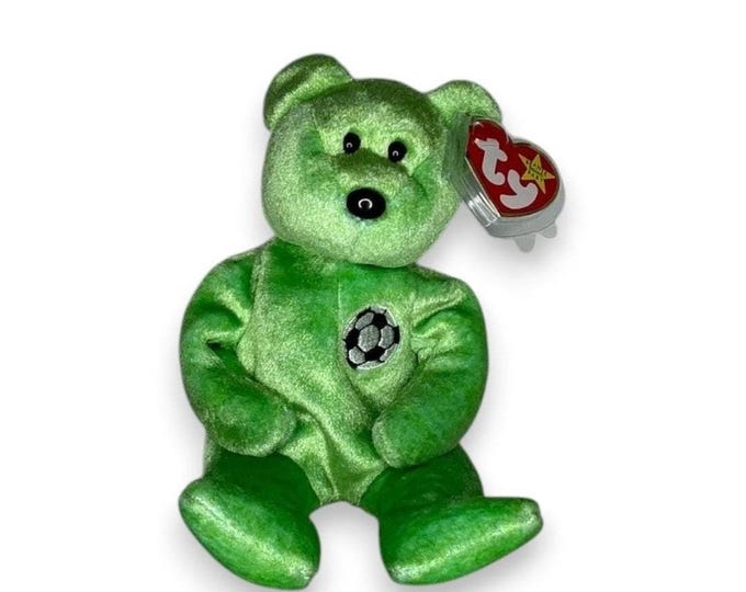 Kicks the Bear | Soccer Star Bear  | Mint Heart Tag TY Beanie Baby