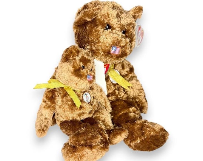 Champion USA Bean Baby & Beanie Buddy | Team USA Duo | Mint Heart Tags TY Beanie Buddy