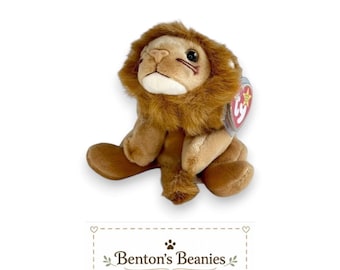 Roary the Lion TY Beanie Baby | Mint Heart & Tush Tag
