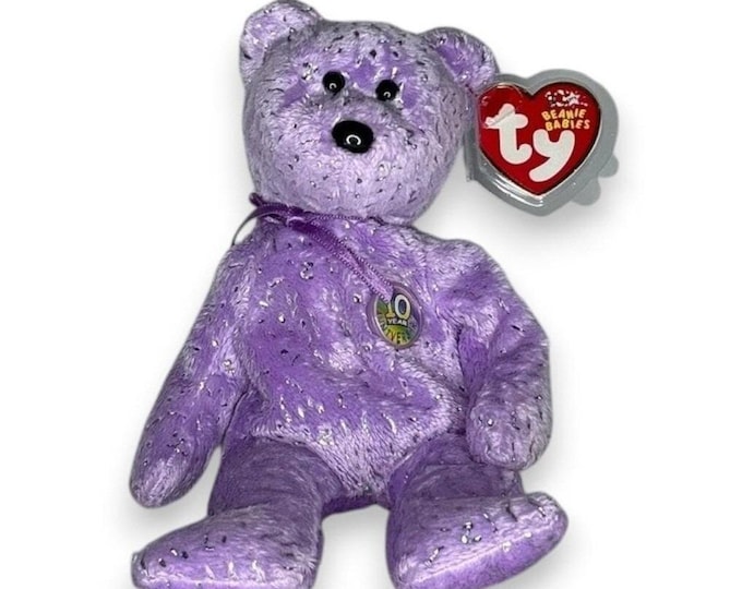 Decade the Bear | 10th Anniversary Celebration | Mint Heart Tag TY Beanie Baby