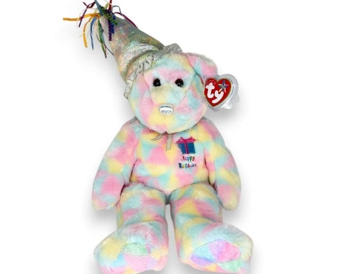 Birthday Buddy | Celebration Bear | Mint Heart Tag TY Beanie Buddy