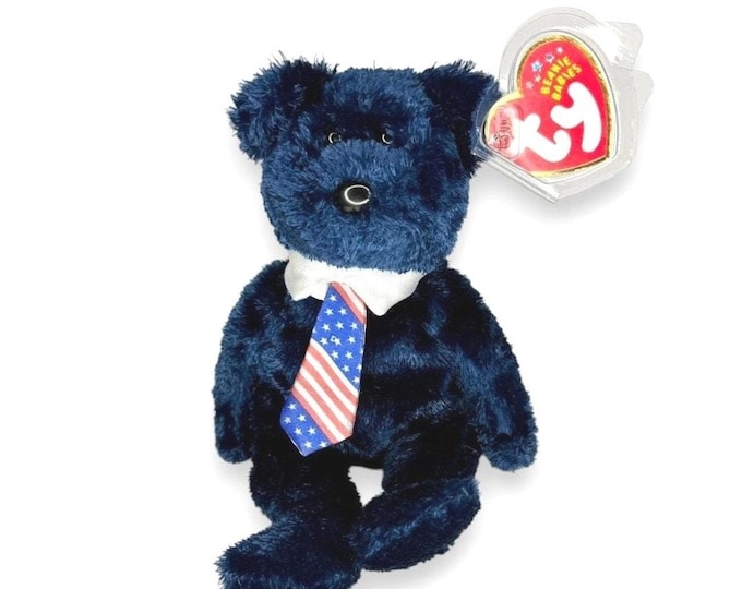 Pops the Bear | Patriotic Papa Bear | Mint Heart Tag TY Beanie Baby