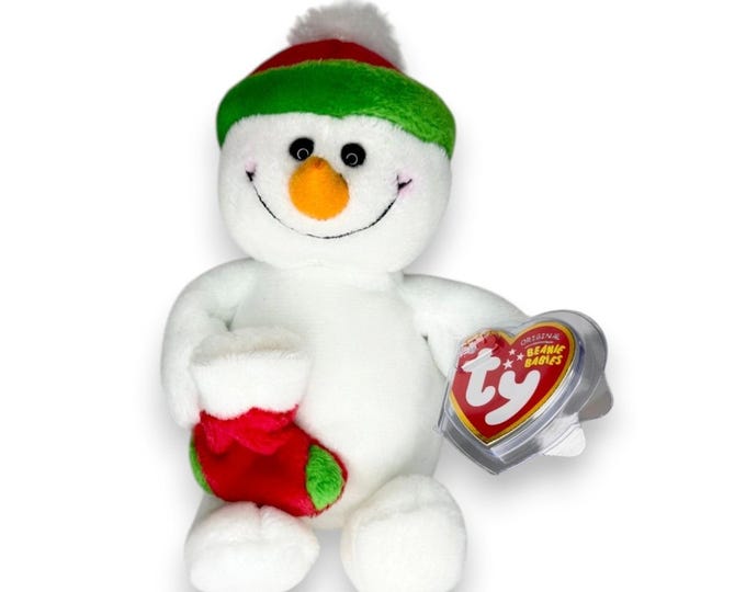 Stockings the Snowman | Christmas Stocking Cutie | Mint Heart Tag TY Beanie Baby