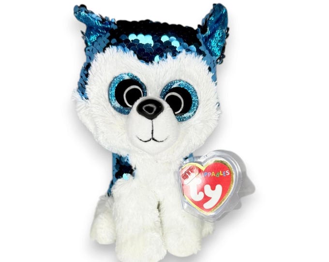 Slush the Husky | Icy Sequin Snow Pup | Mint Heart Tag TY Flippables