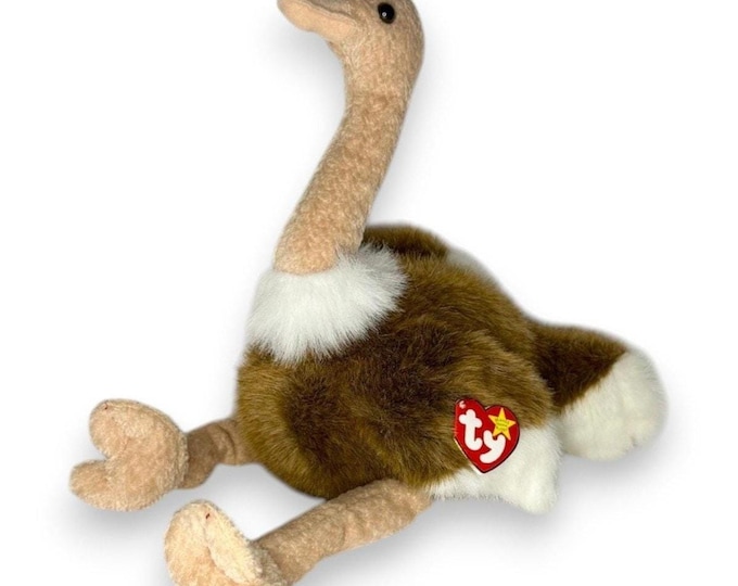 Stretch the Ostrich | Safari Strutter | Mint Heart Tag TY Beanie Buddy