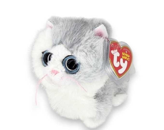 Furley the Cat | Fluffy Silver Sweetheart | Mint Heart Tag TY Beanie Baby