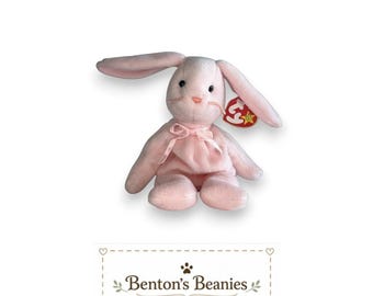 Hoppity the Pink Rabbit Ty Beanie Baby | Lentetrechter | Mint hartjeskaartje
